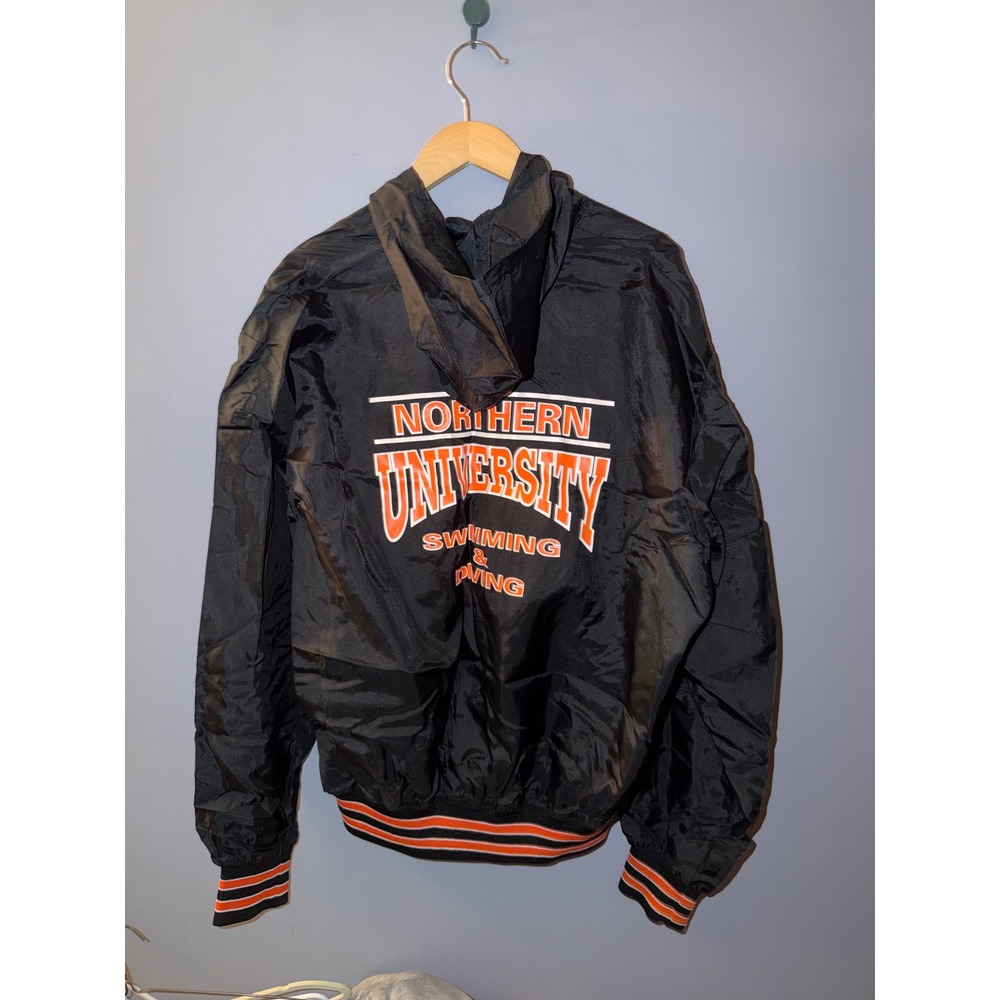 Holloway Northern University Swimming Diving Windbreaker XL Black Orange Vintage